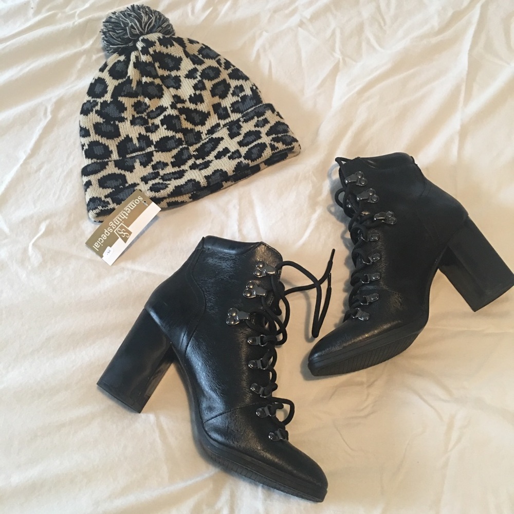 Calvin Klein black 8.5 glam hiker booties.